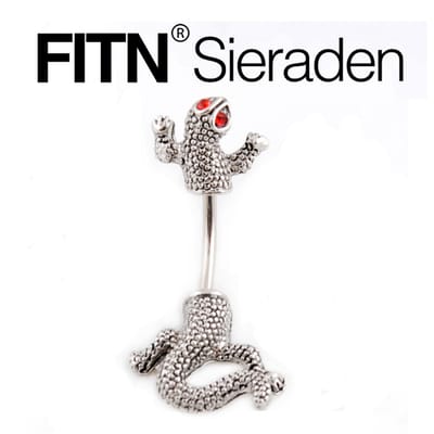 FITN-TW127-316L Lizard Navle Ring Navel Piercing Surgical Steel-Zilver Kleurige-1.6*10mm