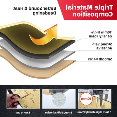 13-delige Geluidsisolatie Mat, 10mm Dikte, 40×33cm Zelfklevende Isolatiepanelen voor Auto's en Huizen (1.67㎡)