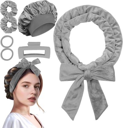 Set voor het Krullen van Lang Haar zonder Hitte, Inclusief Krulband, Clips, Scrunchies en Slaapmuts, Voor Zachte Golven en Comfortabel Gebruik 's Nachts