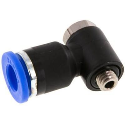 6mm x M 5 90 graden L-vorm Messing/PA 66 Insteekfitting Buitendraad Draaibaar NBR [2 Stuks]
