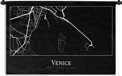 Wandkleed - Wanddoek - Stadskaart - Venetië - Kaart - Plattegrond - Venice - 180x120 cm - Wandtapijt