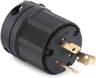 Twist Lock NEMA L6-30P Stekker, 30 A, 250 V, 3 Draad Industriële Aardverbinding, 3-Pins Generator Stekker, Zwart en Duurzaam
