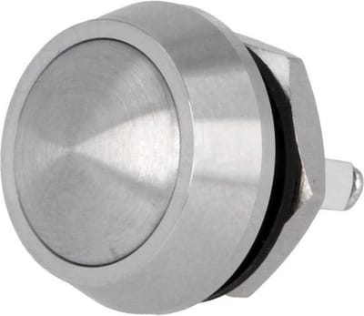 Drukschakelaar 12mm rond - IP65 - Roestvrij Staal