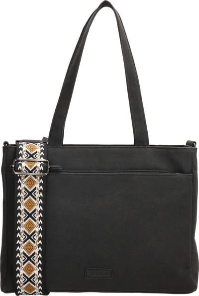 Beagles Malaga Hand & Schoudertas Shopper met Trendy Schouderband - Tote Bag - Dames Tas - Zwart