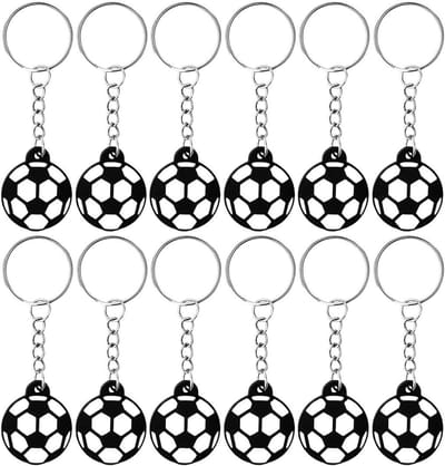 Voetbal sleutelhangers - Mini voetbal - Cadeau geven - Zacht PVC materiaal - 12 stuks - Wit