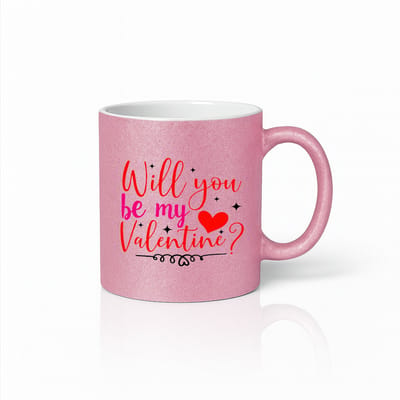 Wil Jij Mijn Valentijn Zijn Mok – Roze Glitter Keramische Koffiemok 330 ml – Romantisch Valentijnscadeau
