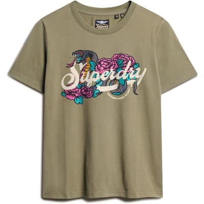 Superdry - Tattoo T-shirt met tekst en losse pasvorm - Dames - T-shirts