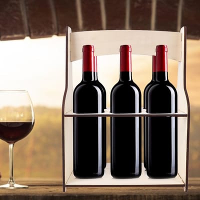 Distributeur de Bière Vin Rouge en Bois 6 Trous Support Rangement Bouteilles Étagère Organisateur de Rangement pour Bar white