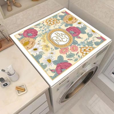 Tapis anti-poussière pour machine à laver à vent nordique vintage, tapis absorbant et antidérapant pour machine à laver à tambour domestique, tapis de protection contre la boue de diatomées 60*60cm