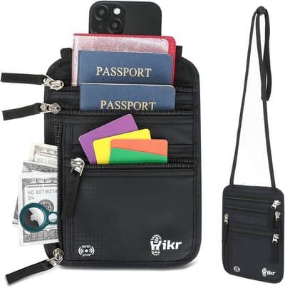 Hikr Nektasje – 100% RFID – Waterdichte reisportemonnee – Paspoorthouder & paspoort tasje voor heren & dames – Travel wallet organizer voor reisdocumenten – Zwart