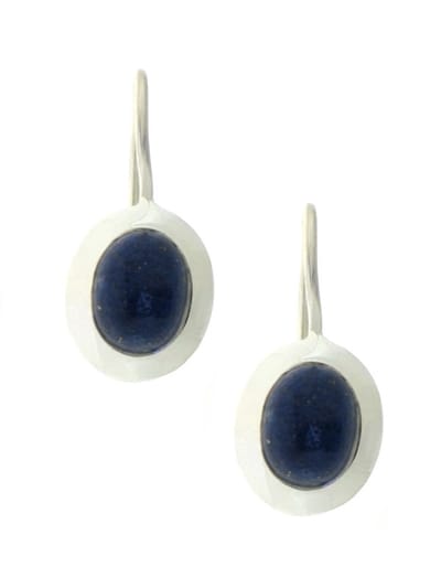 SilverGems Zilveren oorhangers met ovale cabouchon geslepen Lapis Lazuli edelstenen