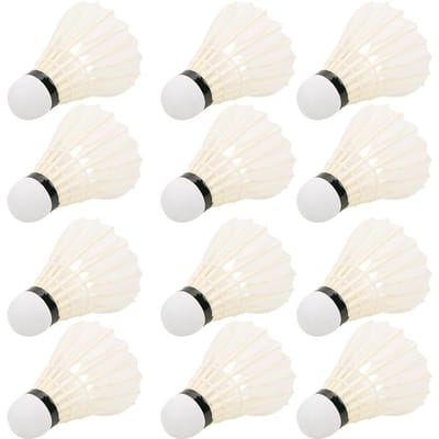 12PCS 1005 Plume d'oie Volants de badminton durables pour l'entraînement sportif 12PCS white