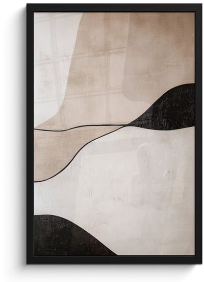 Poster in lijst - Fotolijst 40x60 cm - Posters - Contourlijnen - Abstracte landschap - Posterlijst zwart - Decoratie - Wanddecoratie woonkamer - Muurdecoratie slaapkamer