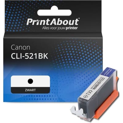 PrintAbout Inktcartridge CLI-521BK Zwart geschikt voor Canon