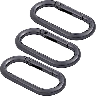 3 stuks ovale veerringclips, metalen sleutelhangers, tasclips, stevige O-ring karabijnhaak voor sleutelhangers, rugzakken en sleutels, Zwart