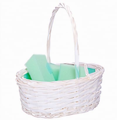 CM Bruiloft strooimandje - voor rozenblaadjes - wit - riet - 35 x 27 x 13 cm - rieten mand