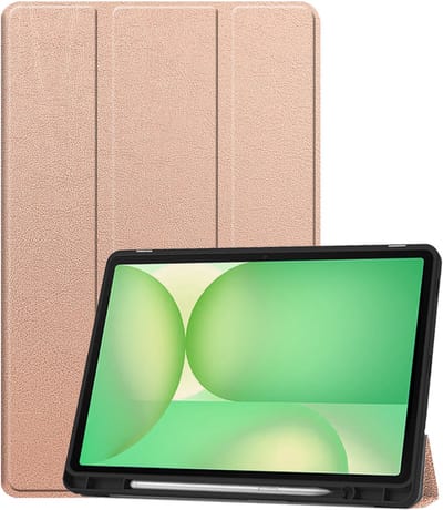 Hoesje Geschikt voor Samsung Galaxy Tab S10 FE - Dun & Stevig - Trifold Bookcase - Hard Cover Case - Met Uitsparing Geschikt voor S Pen - Hardcover Book - Tablet Hoes - Rosé goud