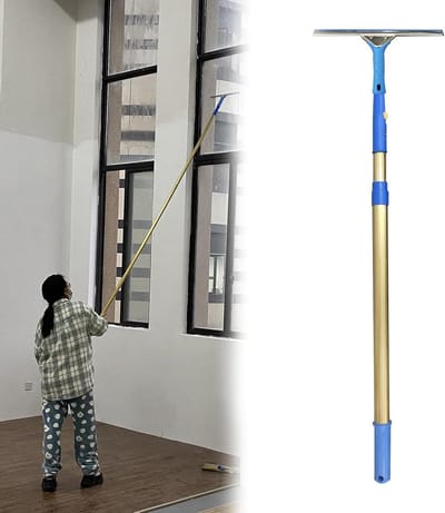Raamwisser Set - Glasreiniger Telescoop - Hoge Ramen Wassen - Verstelbare Lengte - 1.9 Meter - Blauw