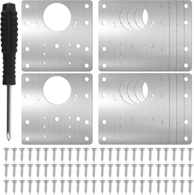 10 stuks zware deurscharnierreparatieplaat, 9 x 9 cm roestvrijstalen reparatieplaten voor deurscharnierkastladen keukenkast, met schroeven