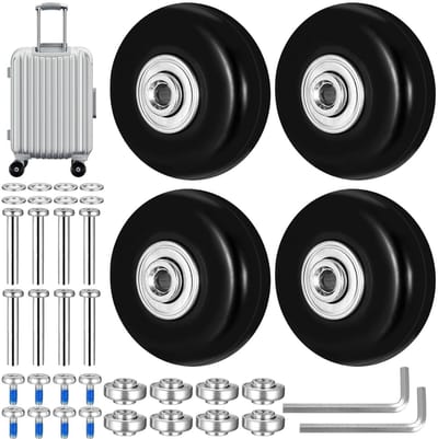 Vervangwielen voor Koffers - 4 Stuks Rubber Rollen 50x17mm - Geschikt voor Trolleys en Bagage