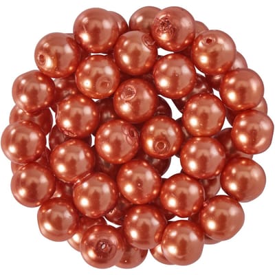 Glazen waskralen, Ø 6 mm, 55 stuks - donkeroranje