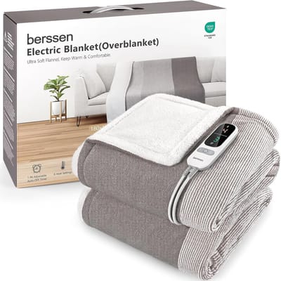 Elektrische deken - Verwarmde plaid - Ontspanning thuis - 10 warmtestanden - 160 x 180 cm - Grijs