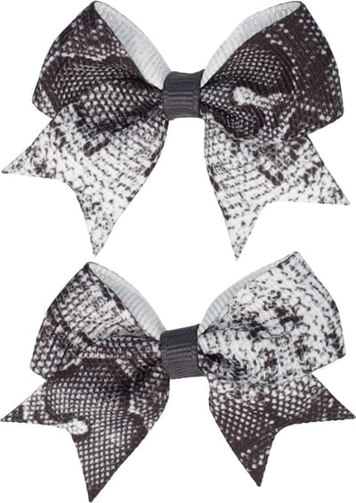 Haarsoires Haarspeld Duckklemmen 5cm – Strikje met Slangenprint – Zwart Wit – Set van 2 - Haarclip - Haarklem - Makkelijk in Gebruik - Sterke Haarclip voor Styling & Dagelijks Gebruik - Hair Clip - Decoratieve Haaraccessoire