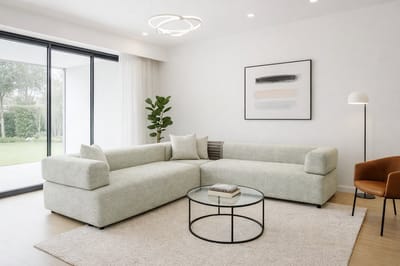 Royale U-Vormige Hoekbank – Matras King - Silver Textiel – Extra Diepe Zitting – 3-Delige Loungebank – Moderne Bank voor Woonkamer
