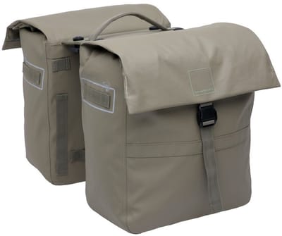 New Looxs ® Leeds Double MIK 2.0 - Dubbele Fietstas – Past op MIK Bagagedragers – Gerecycled materiaal - Geschikt voor Elektrische Fietsen – 38 liter - Taupe