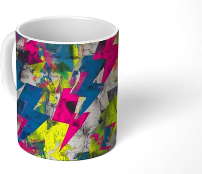 Mok - Koffiemok - Bliksemschichten - Patroon - Marmer print - Kleuren - Mokken - 350 ML - Beker - Koffiemokken - Theemok