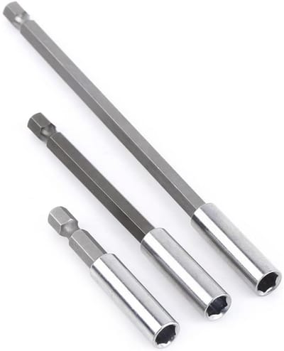 Dailygoody - 3-delige Hex-schachtbithouder - magnetische boorhouderset - verlenging van 60 100 150 mm - geschikt voor schroevendraaiers - grijs - prak...