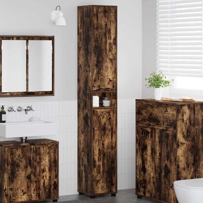 vidaXL - Badkamerkast - Rook - Eiken - 30,5 - x - 30 - x - 195 - cm - Bewerkt - hout