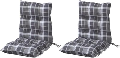Stoelkussens 2 stuks - Tuinkussens buiten - Comfortabel zitten - Waterafstotende stof - 100 x 50 cm - Grijs ruitpatroon