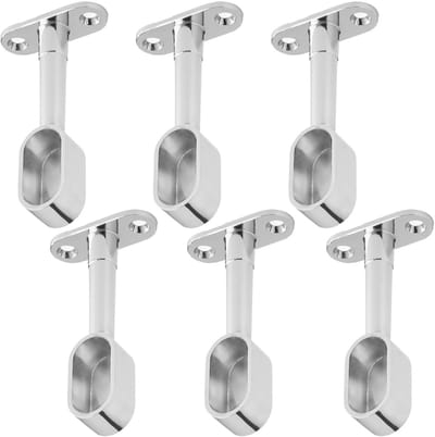 SOTECH 3 paar (6 stuks) Garderobestanghouder eindstuk voor 3 ovale kledingstangen (30 x 15 mm) Gepolijst chroom in hoogte verstelbaar 84 - 112 mm
