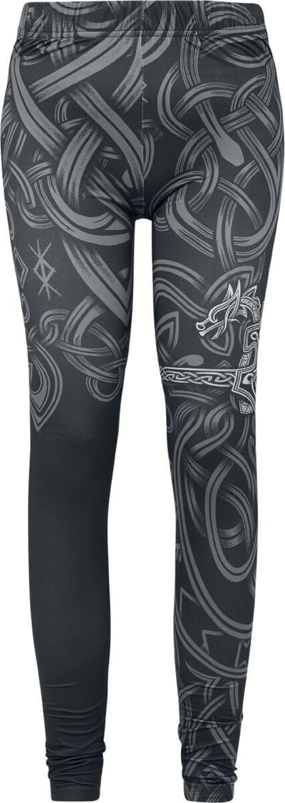 Black Premium by EMP Zwarte legging met print en elastische tailleband - Dames - M