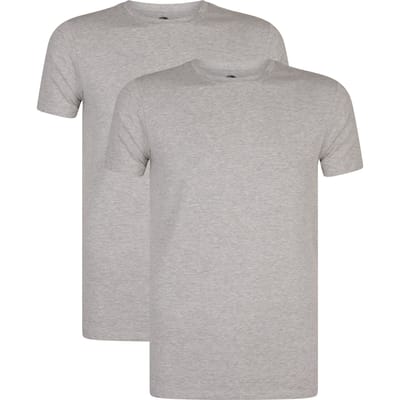 Petrol Industries T-Shirts Heren 2-Pack - Ronde Hals - Korte Mouwen - Katoen-Elastaan Mix - Effen Kleuren - Multipack van 2 stuks - Grijs - Maat S