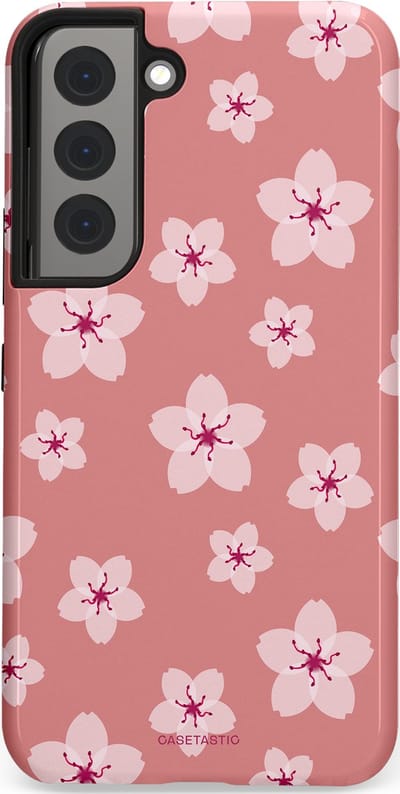 Casetastic Hoesje Geschikt voor Samsung S22 - Stijlvolle Beschermende Duo-layer Case - Roze Sakura Bloesems Elegante Japan Rituals