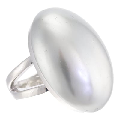 Behave - Ring - Metalen Statement Ring met Grijze Parel – Elegante Zilverkleurige Damesring – Nikkelvrij – Handgemaakt – Tijdloze Modeaccessoire