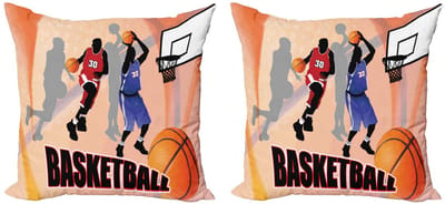Abakuhaus Basketbal Kussenhoes – 2×60×60 cm – Dubbelzijdig bedrukt – Oranje/zwart