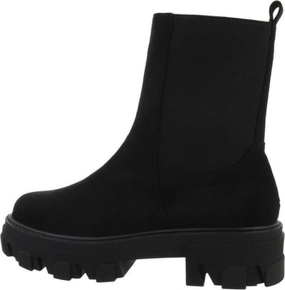 ZoeZo Design - enkellaarzen - suedine - met grove zool en hak - maat 39 - hakhoogte 4 cm - zoolhoogte 3 cm - ritssluiting aan de binnenzijde - zwart