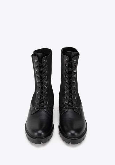 Wittchen Dames Leren Combat Boots met Elastisch Bovenwerk, Zwart