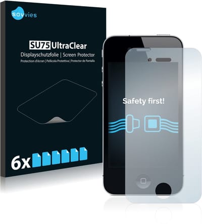 Savvies - Screenprotector voor Apple iPhone 4 / 4S - Folie Beschermfolie transparant 6 Stuks