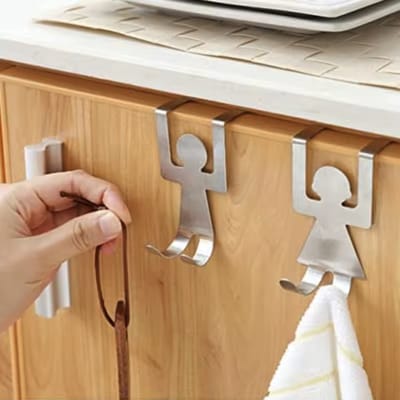 CHPN - Deurhaakjes - Keukenkast haakjes - 2 stuks - Handdoekhouder - RVS - Deurhaakjes - Deur max 18MM dik - Handige haakjes voor in de keuken
