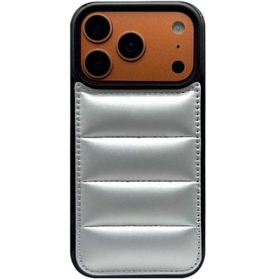 Luxe Donzen Puffer Telefoonhoesje voor iPhone 17 Air 15 16 14 Plus 13 12 11 17 Pro Max Zachte Stof Siliconen Candy Cover Funda iPhone 15 zilver