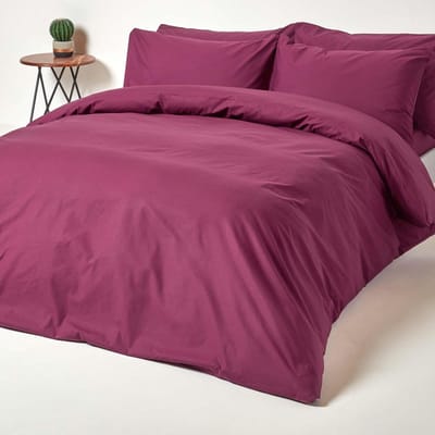 Homescapes Dekbedovertrek 200x200 cm Tweepersoons – Bordeaux – 100% Egyptisch Perkal Katoen – 200 TC – Inclusief 2 Kussenslopen