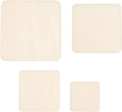 4 stks Mand Bodem Voor Rotan, 4 Maten Vierkante Houten Mand Base Set Mand Rieten Geweven Board Met 3Mm Gaten Voor Diy Floor Mand Potlood Houder Maken, 3.9 5.9 6.6 7.8 Inch