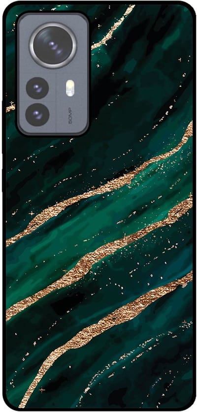 Smartphonica Telefoonhoesje Geschikt voor Xiaomi 12 Pro met marmer opdruk - TPU backcover case marble design - Groen Goud geschikt voor Xiaomi 12 Pro