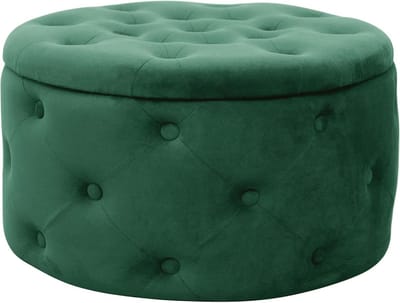 Gewatteerde Velours Poef met Opbergruimte | 55 cm | Multifunctionele Poef voor Woonkamer en thuiskantoor