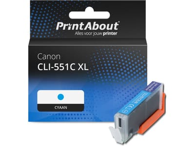 PrintAbout huismerk Inktcartridge CLI-551C XL Cyaan Hoge capaciteit Geschikt voor Canon