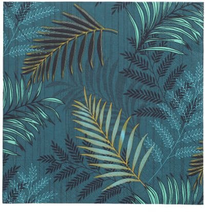 10x 20 Servetten 3-laags 1/4 vouw 33 cm x 33 cm Jungle Leaves